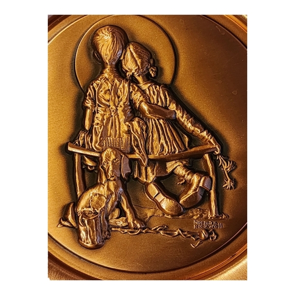 Norman Rockwell Puppy Love Copper Plate 1979 Hamilton Vintage Americana Art - Picture 2 of 4